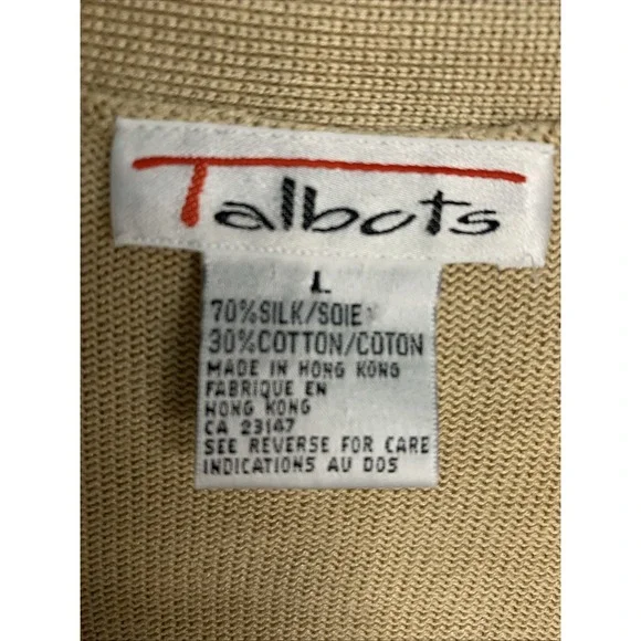 Talbots Long Sleeve Sweater, V Neck Button Down Pockets, Silk Blend Woman's Sz L - Picture 2 of 6